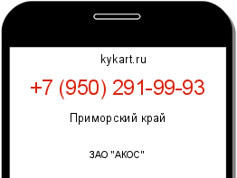 Информация о номере телефона +7 (950) 291-99-93: регион, оператор