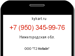 Информация о номере телефона +7 (950) 345-99-76: регион, оператор