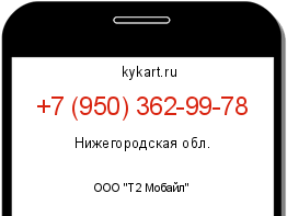 Информация о номере телефона +7 (950) 362-99-78: регион, оператор