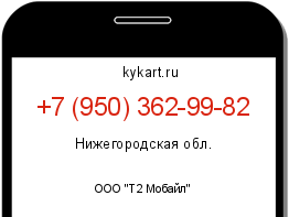 Информация о номере телефона +7 (950) 362-99-82: регион, оператор