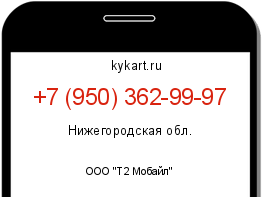 Информация о номере телефона +7 (950) 362-99-97: регион, оператор
