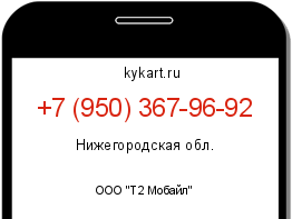 Информация о номере телефона +7 (950) 367-96-92: регион, оператор