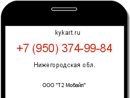 Информация о номере телефона +7 (950) 374-99-84: регион, оператор