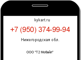 Информация о номере телефона +7 (950) 374-99-94: регион, оператор