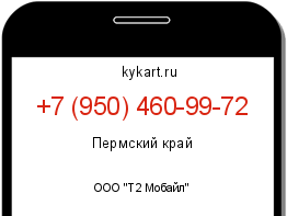 Информация о номере телефона +7 (950) 460-99-72: регион, оператор