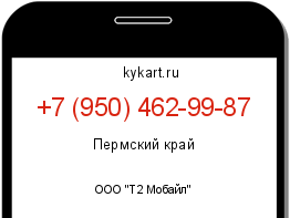 Информация о номере телефона +7 (950) 462-99-87: регион, оператор