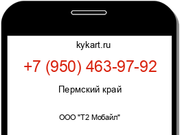 Информация о номере телефона +7 (950) 463-97-92: регион, оператор