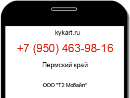 Информация о номере телефона +7 (950) 463-98-16: регион, оператор