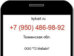 Информация о номере телефона +7 (950) 486-98-92: регион, оператор