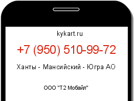 Информация о номере телефона +7 (950) 510-99-72: регион, оператор