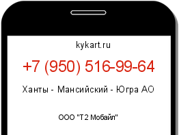 Информация о номере телефона +7 (950) 516-99-64: регион, оператор