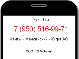 Информация о номере телефона +7 (950) 516-99-71: регион, оператор