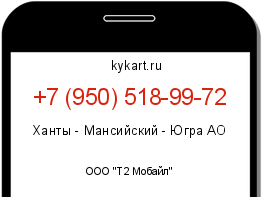 Информация о номере телефона +7 (950) 518-99-72: регион, оператор