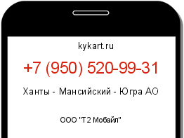 Информация о номере телефона +7 (950) 520-99-31: регион, оператор