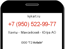 Информация о номере телефона +7 (950) 522-99-77: регион, оператор