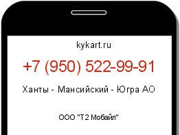 Информация о номере телефона +7 (950) 522-99-91: регион, оператор