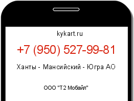 Информация о номере телефона +7 (950) 527-99-81: регион, оператор