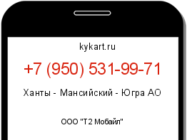 Информация о номере телефона +7 (950) 531-99-71: регион, оператор