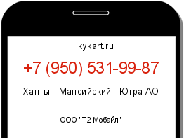 Информация о номере телефона +7 (950) 531-99-87: регион, оператор