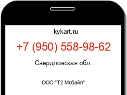 Информация о номере телефона +7 (950) 558-98-62: регион, оператор