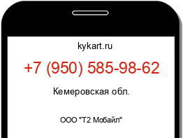 Информация о номере телефона +7 (950) 585-98-62: регион, оператор