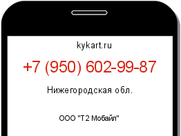 Информация о номере телефона +7 (950) 602-99-87: регион, оператор