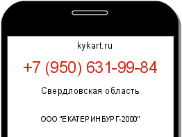 Информация о номере телефона +7 (950) 631-99-84: регион, оператор