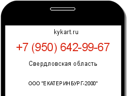 Информация о номере телефона +7 (950) 642-99-67: регион, оператор