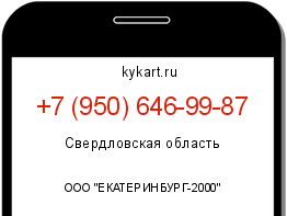 Информация о номере телефона +7 (950) 646-99-87: регион, оператор