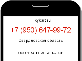 Информация о номере телефона +7 (950) 647-99-72: регион, оператор