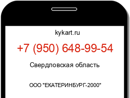 Информация о номере телефона +7 (950) 648-99-54: регион, оператор