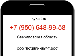 Информация о номере телефона +7 (950) 648-99-58: регион, оператор