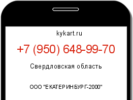 Информация о номере телефона +7 (950) 648-99-70: регион, оператор