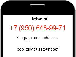 Информация о номере телефона +7 (950) 648-99-71: регион, оператор