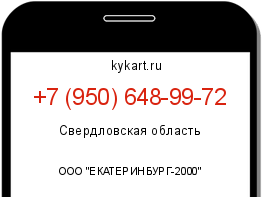 Информация о номере телефона +7 (950) 648-99-72: регион, оператор