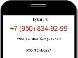 Информация о номере телефона +7 (950) 834-92-99: регион, оператор