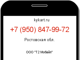 Информация о номере телефона +7 (950) 847-99-72: регион, оператор