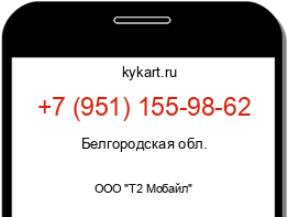 Информация о номере телефона +7 (951) 155-98-62: регион, оператор