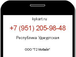 Информация о номере телефона +7 (951) 205-98-48: регион, оператор
