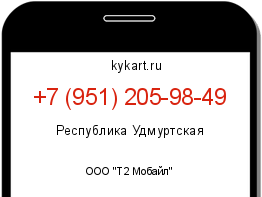 Информация о номере телефона +7 (951) 205-98-49: регион, оператор