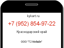 Информация о номере телефона +7 (952) 854-97-22: регион, оператор