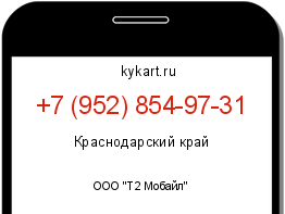 Информация о номере телефона +7 (952) 854-97-31: регион, оператор