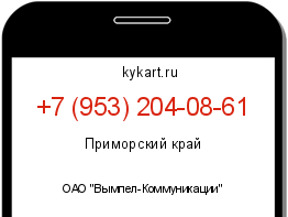 Информация о номере телефона +7 (953) 204-08-61: регион, оператор
