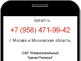 Информация о номере телефона +7 (958) 471-99-42: регион, оператор