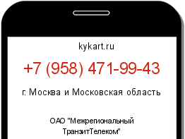 Информация о номере телефона +7 (958) 471-99-43: регион, оператор
