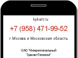 Информация о номере телефона +7 (958) 471-99-52: регион, оператор