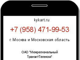 Информация о номере телефона +7 (958) 471-99-53: регион, оператор