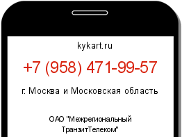 Информация о номере телефона +7 (958) 471-99-57: регион, оператор