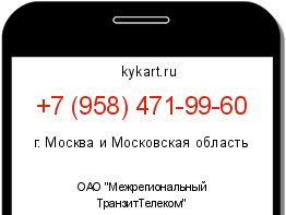 Информация о номере телефона +7 (958) 471-99-60: регион, оператор
