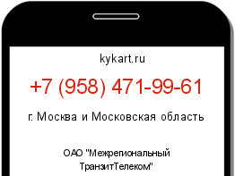 Информация о номере телефона +7 (958) 471-99-61: регион, оператор